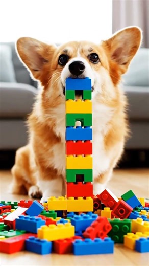 I taught my dog how to build Legos