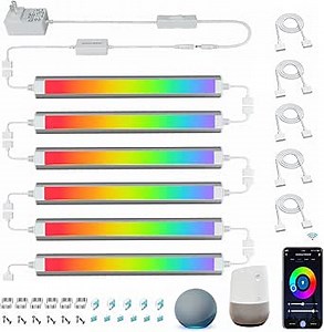 Smart Under Cabinet Lighting White & Multicolor LED Strip Lights Dimmable Works with Alexa,Google Home,Smart APP Remote Control RGB Kitchen Lamp Plug in for Under Counter Light Fixtures,6pcs