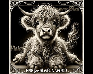 Highland Cow 3D Illusion PNG Laser File, Cute Calf PNG, Heifer Slate Coaster Engraved, Cattle Laser Ready 3D Engraving, Rustic Livestock - Etsy