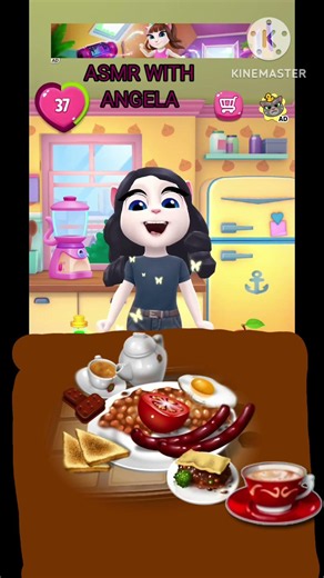 talking angela mukbang, Cooking Fever breakfast cafe food, episode 402