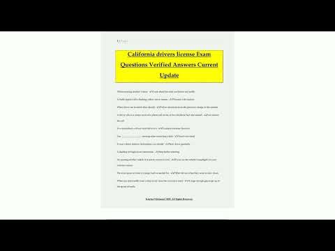 California drivers license Exam Questions Verified Answers Current Update65
