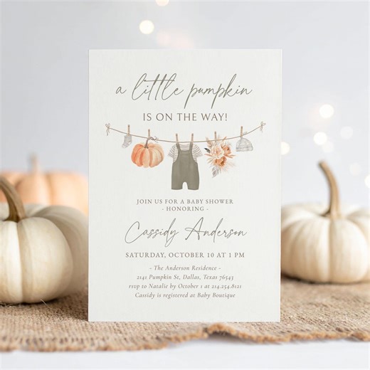 Little Pumpkin Fall Baby Shower Invitation Template, Pumpkin Baby Clothes Baby Shower Invite, Sage Green Boy Baby Shower, DIGITAL DOWNLOAD - Etsy New Zealand