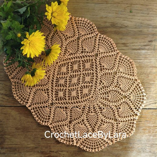 Crochet Doily PATTERN, Instant PDF Doily, Oval Crochet Doily PATTERN, Crochet Table Runner Pattern