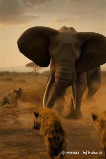 Elephant vs Hyenas 🐘🐺 Savannah Showdown #wildlifedrama #animalencounters #epicwildlife