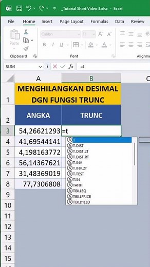CARA MENGHILANGKAN ANGKA DESIMAL DENGAN FUNGSI TRUNC DI EXCEL #shorts #excel #exceltips