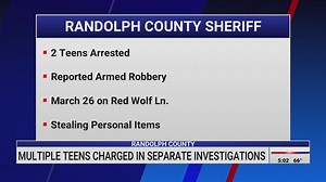 7 teens arrested for 2 separate cases in Randolph County