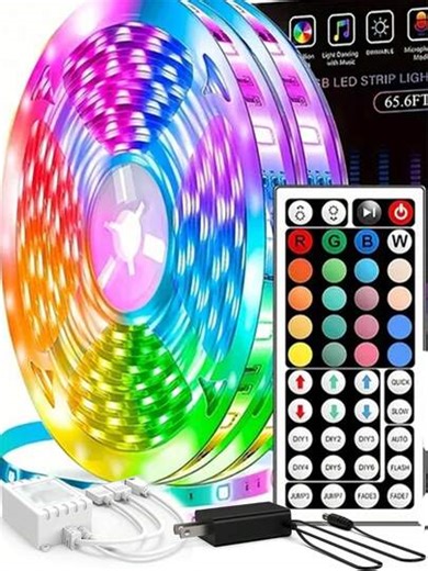 50ft/100ft Led Strip Lights For Home Decor, Color-Changing Lighting With 44 Key Remote Control And Power Plug, Brightness Adjustment, Easy To Install, Led Lights Suitable For Bedroom, Room, Living Room, Gaming, Party Atmosphere Decoration | SHEIN