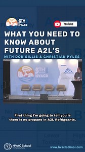 Get ready to master A2L refrigerants! Join industry experts Don Gillis and Christian Pyles as they break down everything you need to know about this game-changing refrigerant from the 5th Annual HVAC Symposium. From safety to installation, this video is your go-to guide for staying ahead of the curve. Watch here: https://buff.ly/3yr00mZ #HVAC #HVACR #HVACSchool #A2Ls #A2Lrefrigerants #HVACTraining #HVACTechs #HVACTechnicians #HVACTips #RefrigerantTraining #RefrigerantTips #industryexperts | HVAC