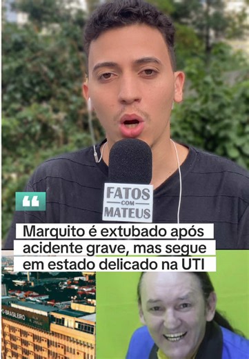O Hospital Nipo-Brasileiro atualizou o estado de saúde de Marquito, humorista conhecido nacionalmente por suas participações no Programa do Ratinho, após o grave acidente de moto na zona norte de São Paulo. Ele foi internado na UTI, passou por cirurgia na coluna cervical e chegou a ficar em coma induzido. Segundo boletim divulgado em 1º de março de 2026, foi extubado, respira espontaneamente e iniciou processo de reabilitação, mas o estado geral ainda é considerado grave e exige cuidados intensi