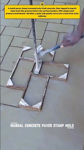 Hand Stamp Makes Concrete Look Like Real Pavers #Concrete #Pavers #DIY