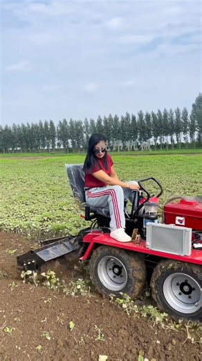 “Beautiful Girl Farming with Powerful Mini Tractor | #MiniTractor #FarmingGirl #FieldWork”