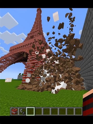 Minecraft Physics Mod 🆚 TNT Eiffel Tower 😱 #minecraft #shorts