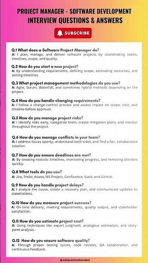 Project Manager Interview Questions & Answers (Software Development) – Quick Guide!
