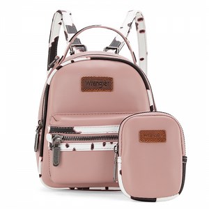 Wrangler Mini Backpack Cute Cow Print Backpack Purse for Women, Pink
