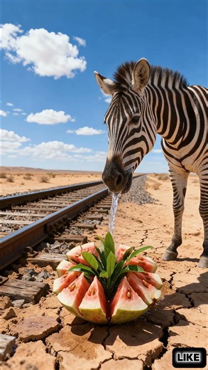 Zebra watering guava in railway tract 😱 #tree #water #fruit #animal