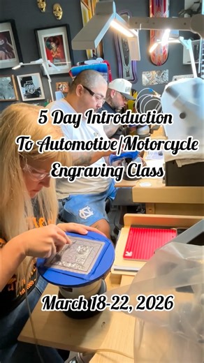 Lugo on Instagram: "March 18-22, 2026. Five day introduction to AUTOMOTIVE/MOTORCYCLE ENGRAVING CLASS I’m teaching a 5 Day Introduction to Automotive/Motorcycle Engraving Class on the week of March 18-22, 2026 at my home studio in Hanford, Ca. This will be a semi private class, with 3 spots available. The cost is $2,500 per student, a non refundable deposit of $500 is required to lock in your spot. We will be covering how to draw basic scrollwork, graver sharpening, design and design transfer. T