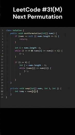 LeetCode #31(M) Next Permutation #java #shorts #JoeAndChill