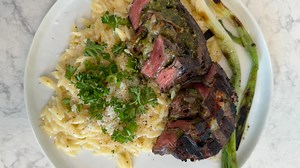 Steak Pinwheels with Pesto, Provolone and Prosciutto