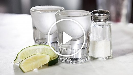 Chilled Tequila Shots With Lime and Salt