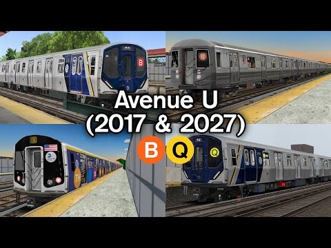OpenBVE Virtual Railfanning: B and Q Trains at Avenue U (2017/2027)