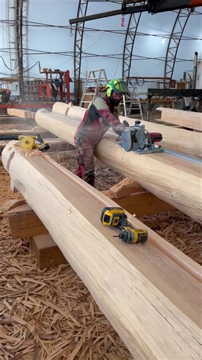 1.1M views · 10K reactions | Lots of wall grooves on our Douglas fir build!! | Langberg Log Homes | Facebook