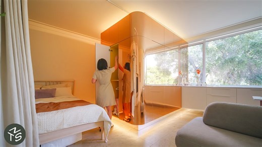 Micro Apartment With Multifunctional Mirrored Pod, Melbourne 27sqm/291sqft