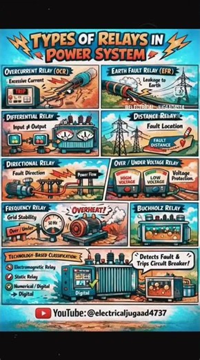 Types of Relays in Power System ⚡ | Explained in few Seconds! 😱#electricalengineering