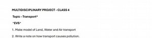 Multidisciplinary Project - Class 4  Topic: Transport  Subject:... | Filo