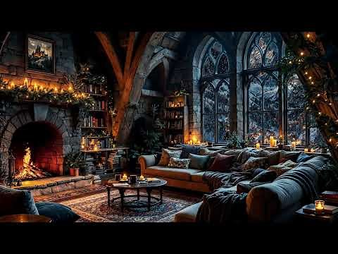 ❄️ Cozy Winter Nights: Cabin Ambience with Fireplace and Snowfall for Tranquil Relaxation