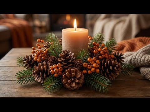 DIY Pinecone Candle Holder for Christmas | Rustic Winter & Fall Table Deco | Easy Holiday Craft 2025