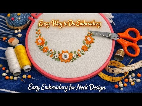 Amazing Easy Neck Embroidery 😍 | बहुत आसान गला डिजाइन Beginner Tutorial