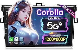 4 Core 64GB ROM Car Radio Stereo for Toyota Corolla 2009-2013: 1280 * 800 HD Touchscreen Support Wireless Carplay Android Auto 5G Wi-Fi Bluetooth GPS SWC FM 1080P Backup Camera