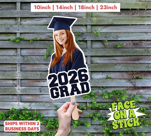 Graduation Big Head Cutout | Grad Face Fan Template | Custom Cut Out Fans | Graduation Fan Sticks | Graduation 2026 Fan - Etsy
