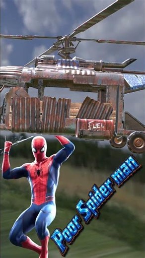 Poor spider man hanging with helicopter created in blender