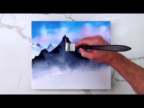 How to Paint Mountain Range on Frozen Lake | Acrylics | Step by Step Guide