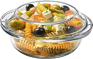 13OZ Mini Glass Casserole Dish With Lid, 5.5in Oven Safe Bakeware with Handles, Microwave Oven Safe Glass Bowl with Lid