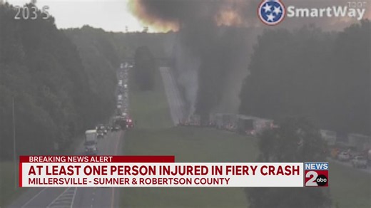 At least 1 hurt in fiery semi crash on I-65