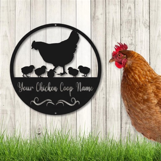 Personalized Chicken Coop Metal Sign, Farmhouse Hen House Decor - Etsy