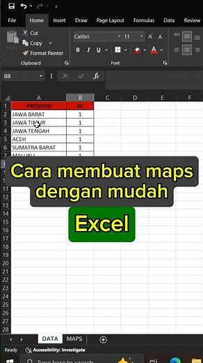Cara membuat maps di excel dengan mudah. #exceltips #rumusexcel #microsoftexcel