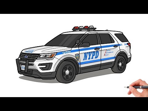 How to draw a FORD EXPLORER POLICE INTERCEPTOR 2016 / drawing ford 2017 suv car step by step