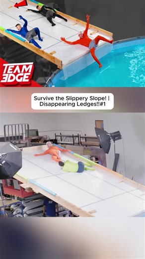 Survive the Slippery Slope! | Disappearing Ledges!!#team #edge #teamedge #dontslip #competition