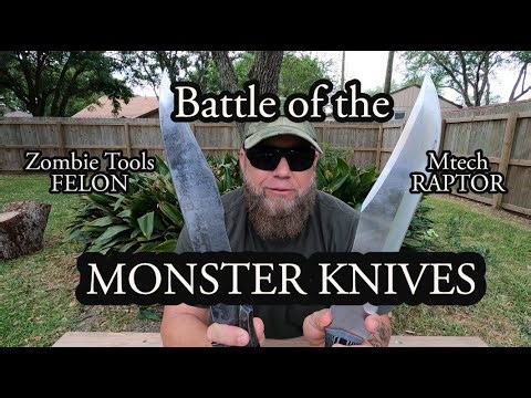 ZOMBIE TOOLS FELON vs MTECH RAPTOR - Battle of the Monster Knives!