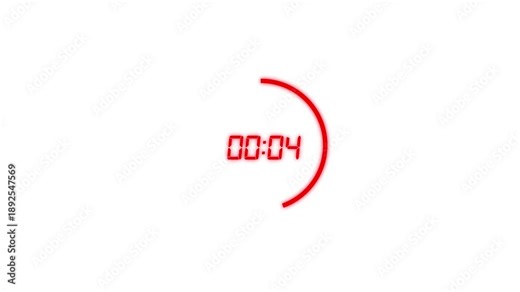 10s countdown timer animation with transparent. Countdown timer from 10 to 0 second's real clock animation. Minimalistic circular countdown digital electronic timer counting down from 10 seconds to 0.