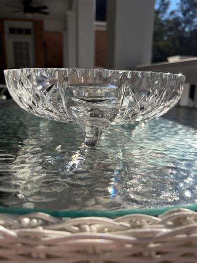 Antique American Brilliant Heavy Cut Lead Crystal Glass Shallow 3 Footed Bowl, With Cut Diamond, Cross Hatch and Floral Design - Etsy