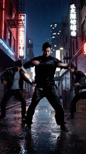 A highly realistic cinematic scene of a skilled Chinese martial artist fighting against 4 attackers