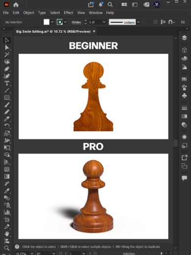 Illustrator Tips - How to easily create a realistic 3d wooden chess pawn! #bigsmileediting #illustrator #tips