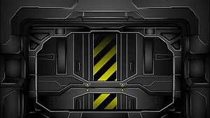 Animated spaceship door,futuristic laboratory gate suitable for video intro, game opening, etc