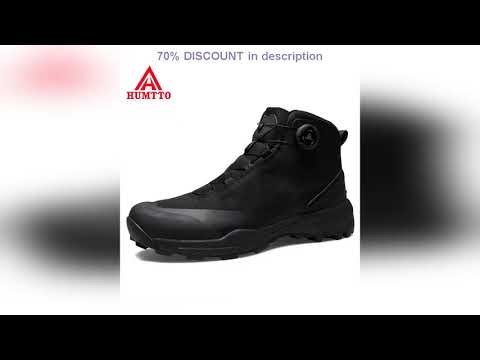 #HUMTTO Waterproof Hiking Shoes Mountain Trekking Boots Black Camping Sneakers for Men Safety Climb