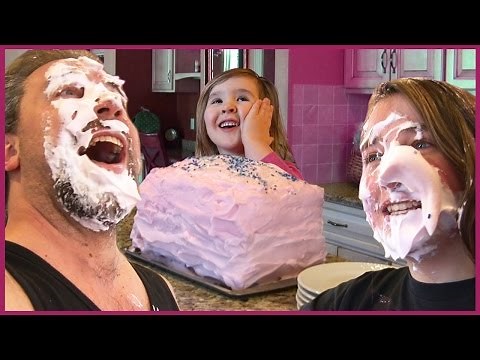 Kids Do Balloon Cake Prank on Dad - Shaving Cream in Face Fun