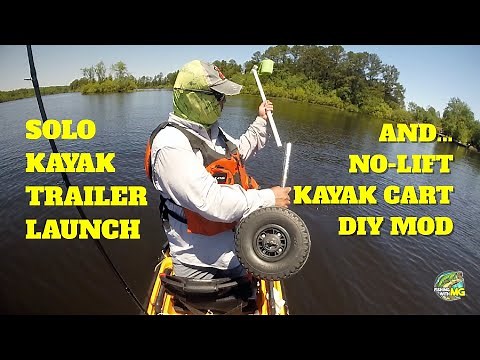 Kayak Solo Trailer Launch and No Lift w/ HD Cart DIY Tool for Hobie Outback 2018 or Compass Kayaks